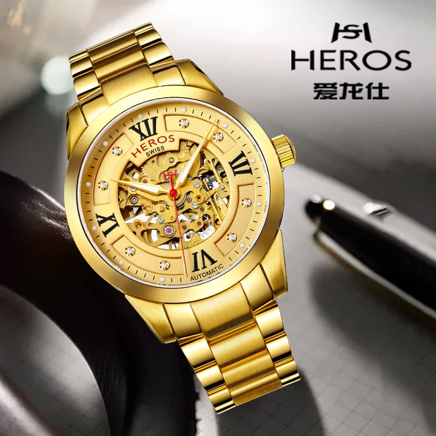 瑞士爱龙仕品牌双面全镂空3d立体黄金表上市 只要1千多元戴回家